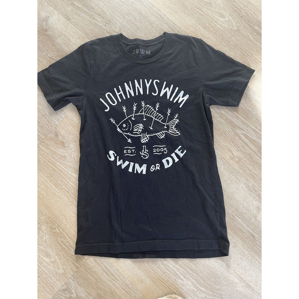 JohnnySwim Band Tee SWIM OR DIE Concert Merch Folk Soul Music Duo Blac T Shirt S